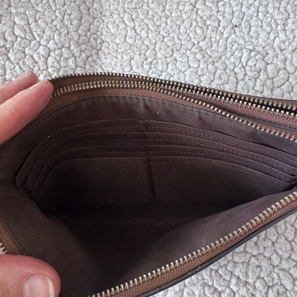 Coach Cognac Brown Leather Double Corner Zip Wristlet Wallet - Picture 5 of 7